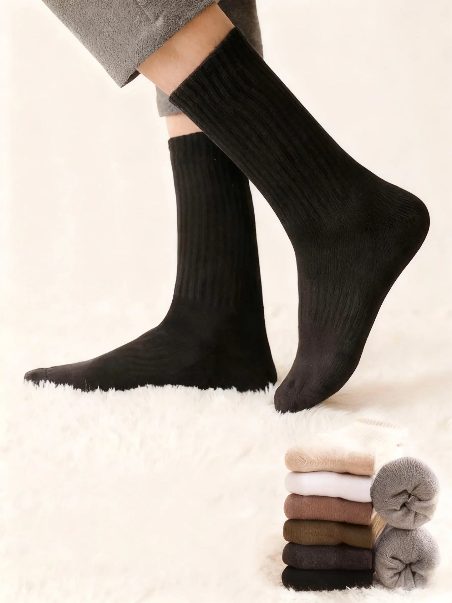 Men's Thickened Cotton Socks: Odor-Resistant, Moisture-Absorbing, Mid-Calf/High-Top (Autumn & Winter)