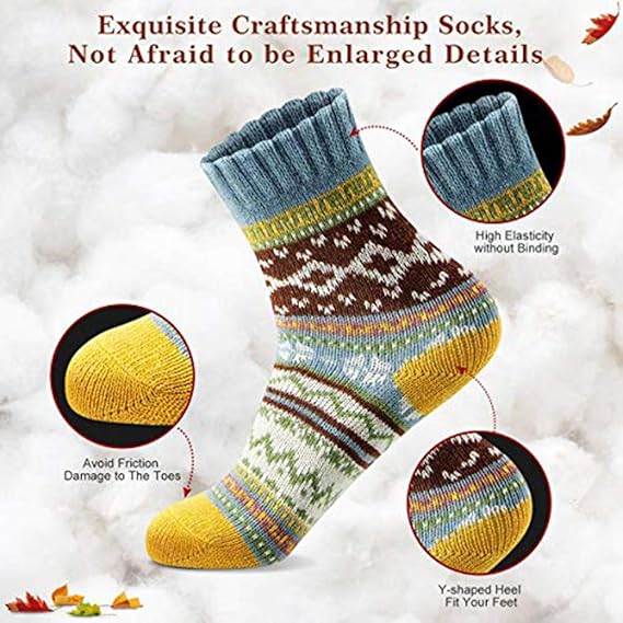 MORECOO Womens Socks Winter - Stocking Stuffers Gifts for Women - Thick Wool Soft Warm Cozy Crew Socks for Women