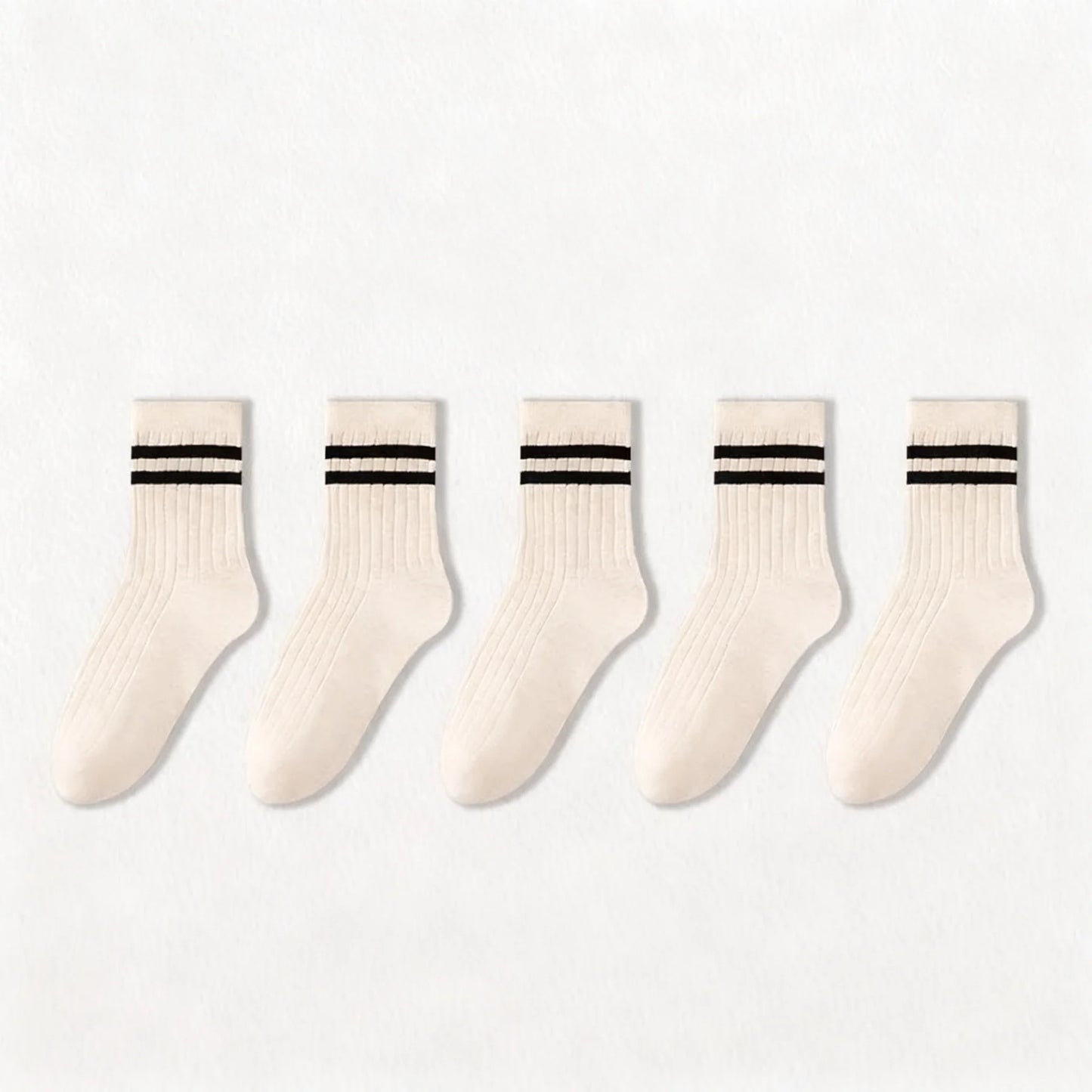 Men's Cotton Striped Crew Socks for Spring and Autumn: Moisture-Absorbing & Odor-Resistant