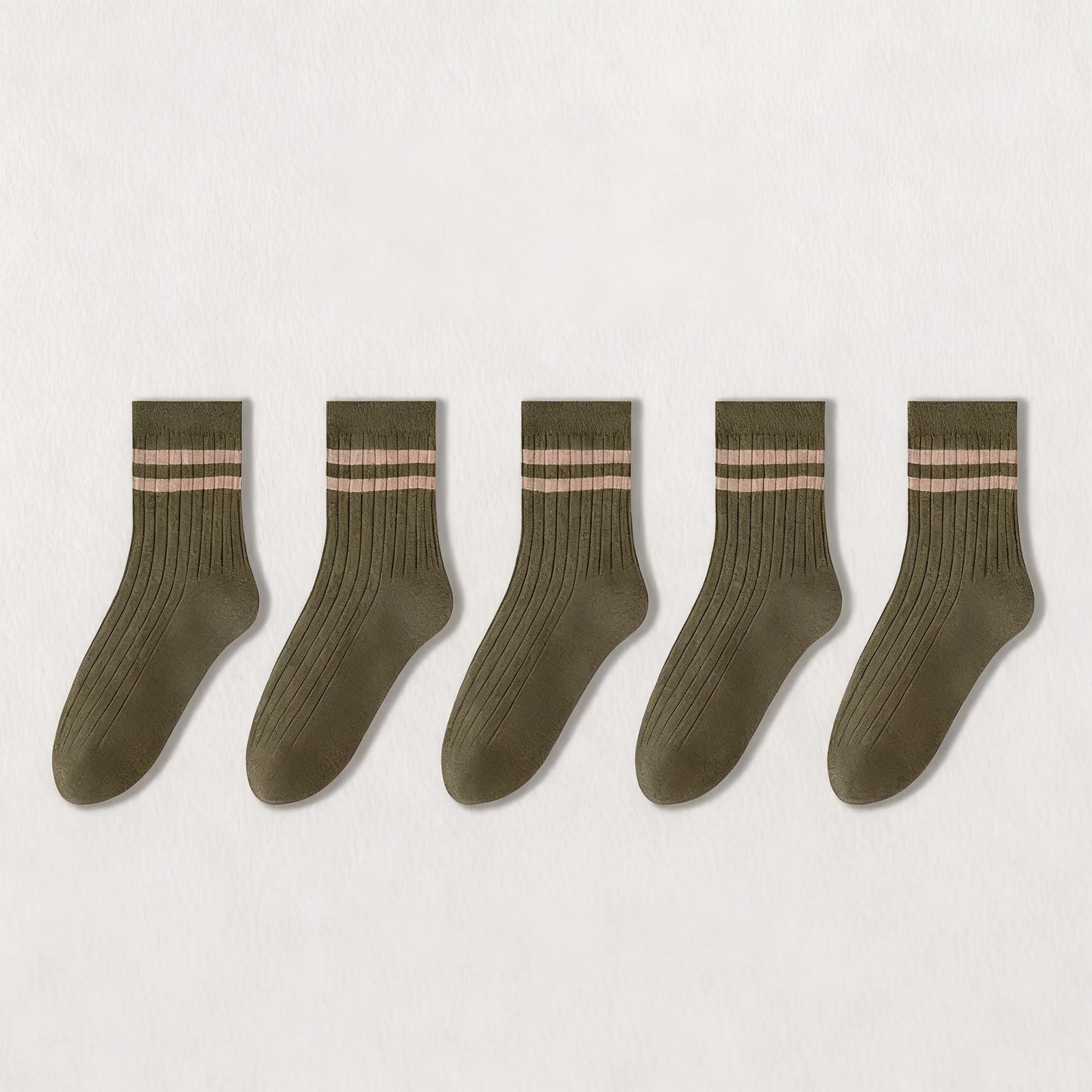 Men's Cotton Striped Crew Socks for Spring and Autumn: Moisture-Absorbing & Odor-Resistant