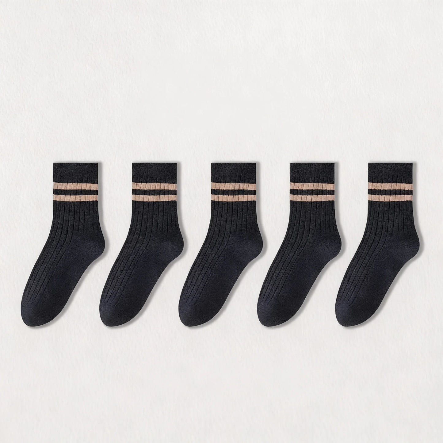 Men's Cotton Striped Crew Socks for Spring and Autumn: Moisture-Absorbing & Odor-Resistant