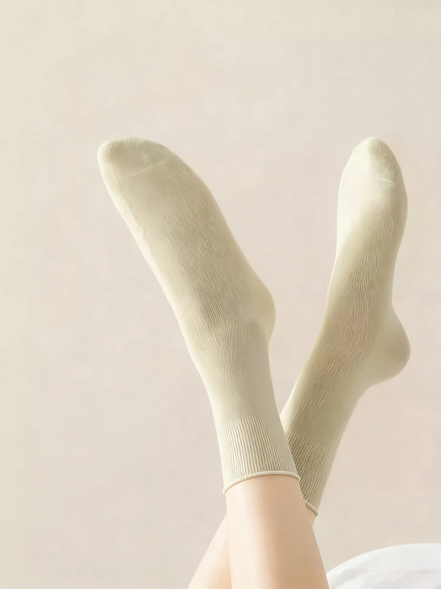 Women's 100% Cotton Crew Socks - Thin Style for Spring & Summer