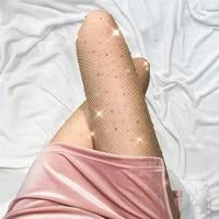 Black rhinestone fishnet stockings Starry Sky Rhinestone Fishnet Stockings Black Silk Stockings with Rhinestones Thin Mesh Pantyhose for Women