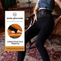Women's High Waist Fleece-Lined Leggings (Fleshcolor/Black, Autumn & Winter)
