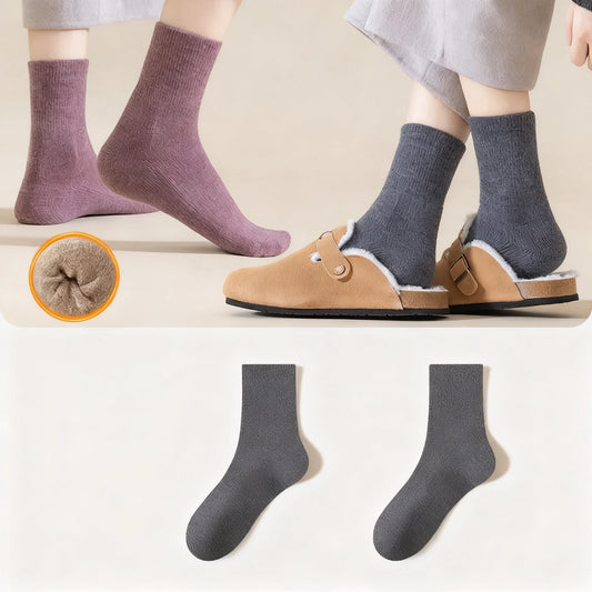 Women's Fleece-Lined Wool Socks: Warm, Breathable Mid-Calf Style for Autumn & Winter