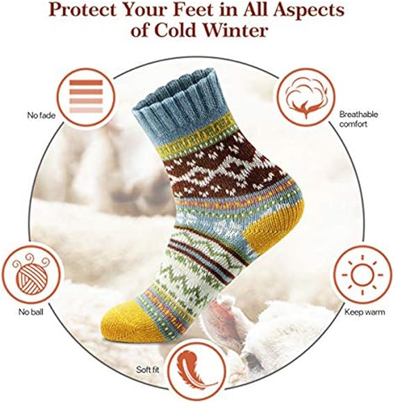 MORECOO Womens Socks Winter - Stocking Stuffers Gifts for Women - Thick Wool Soft Warm Cozy Crew Socks for Women