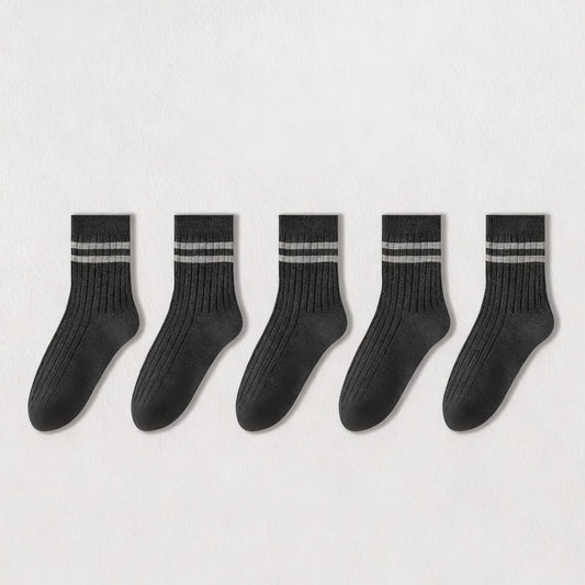 Men's Cotton Striped Crew Socks for Spring and Autumn: Moisture-Absorbing & Odor-Resistant